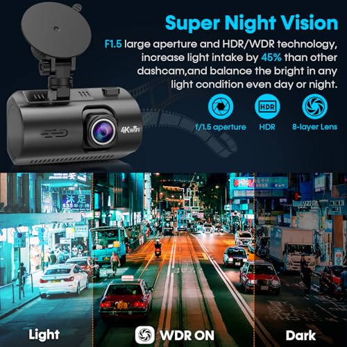 Cámara de tablero 4K delantera y trasera - con GPS y WiFi -