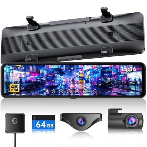 JOMISE Cámara de tablero de espejo T860+ 4K frontal y traser