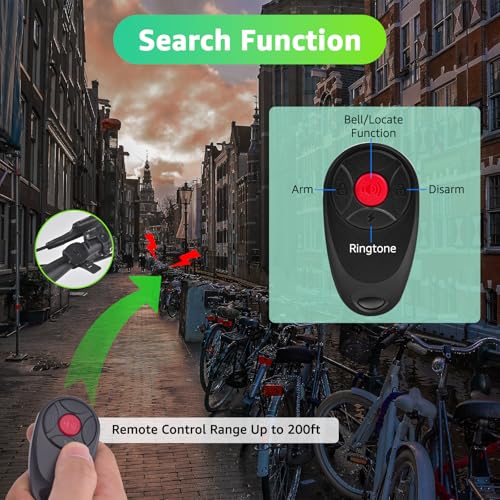 Alarma de bicicleta con control remoto, alarma de bicicleta