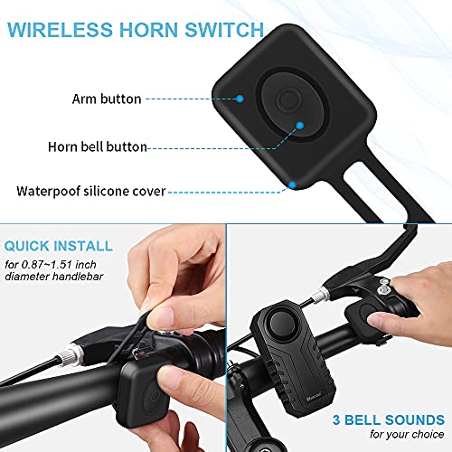 WSDCAM Alarma de bicicleta con mando a distancia 113 dB, res