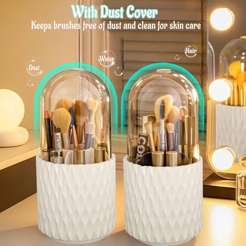 Soporte giratorio para brochas de maquillaje con tapa, organ