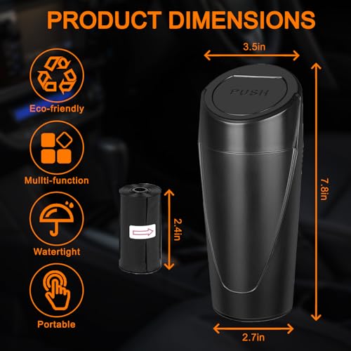 Cubo de basura para automóvil con tapa, paquete de 2 mini cu