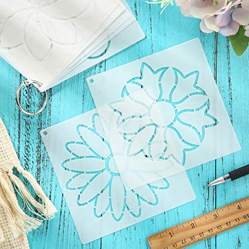 Zonon Juego de plantillas de acolchado de línea de flores de