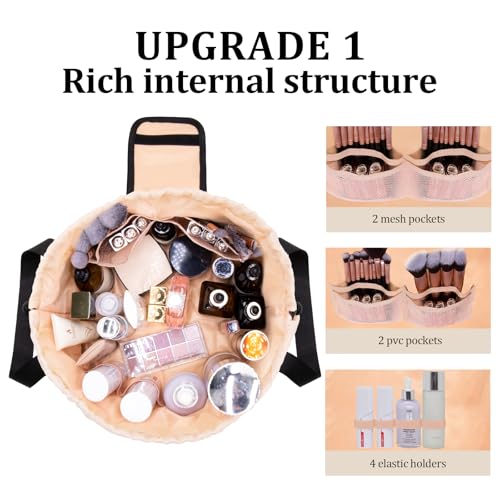 Bolsa de maquillaje con cordón de barril, bolsa de maquillaj