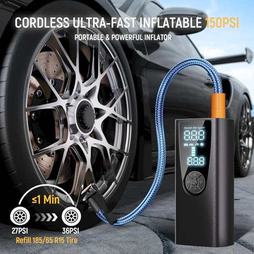 Tire Inflator Portable Air Compressor, 150 PSI Air Pump for