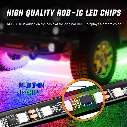 Nilight 4 tiras de luces de neón para automóvil, 256 LED, RG