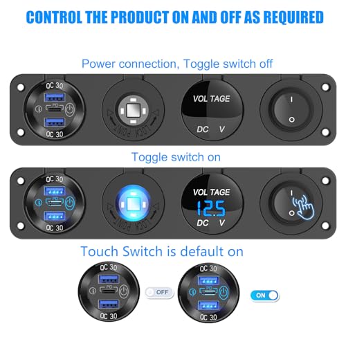 4 en 1-12V USB Outlet RV Accesorios Enchufe de Panel de Inte