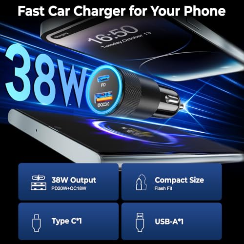 Paquete de 6 cargadores USB C para automóvil, adaptador de c