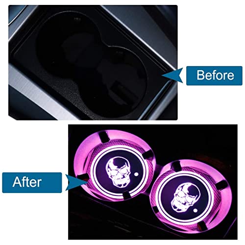 Luces LED para portavasos de automóvil, paquete de 2 posavas