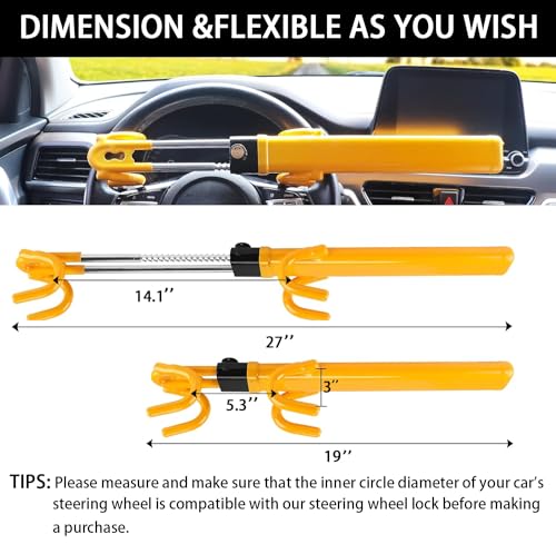 Cerradura de volante para automóvil, longitud ajustable, uni