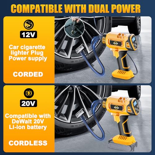 Compresor de aire inalámbrico para batería Dewalt de 20 V má