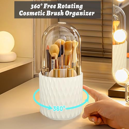 Soporte giratorio para brochas de maquillaje con tapa, organ