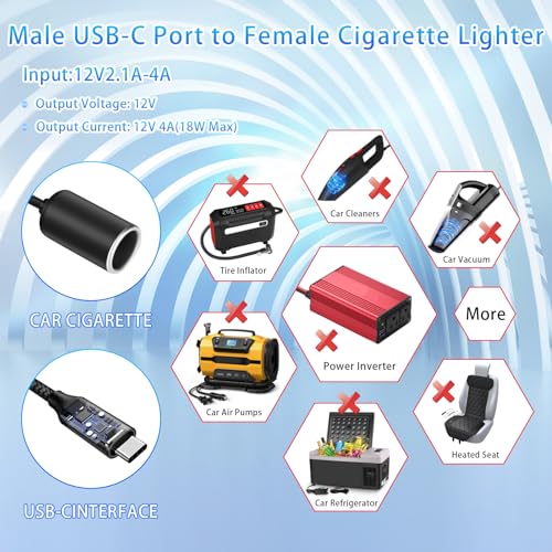 Cable de alimentación USB C macho a 12V para encendedor de c