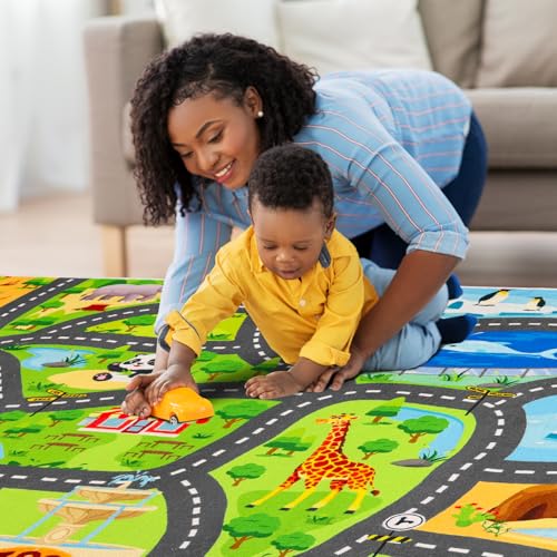Alfombra de camino de animales para niños, 59 x 39.4 pulgada