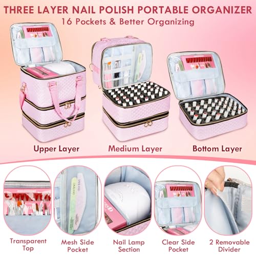 Bolsa organizadora de esmalte de uñas con capacidad para 84