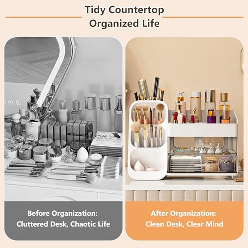 Organizador de maquillaje para tocador, vitrina de gran capa