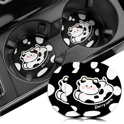 2PCS Cow Car Cup Holder Coaster, Universal Cute Cattle Non-S