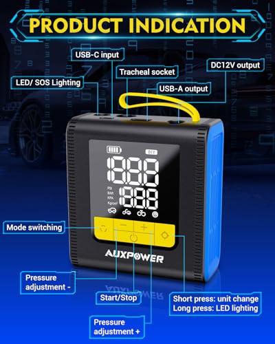 Auxpower Inflador de neumáticos H4, compresor de aire portát