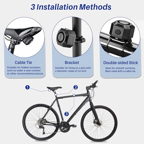 Cruxer Alarma de bicicleta recargable por USB con soporte, a
