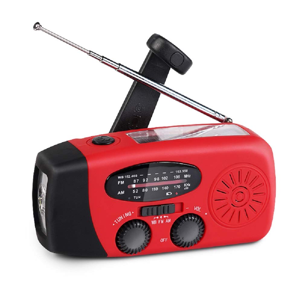Radio solar portátil de emergencia meteorológica manivela AM