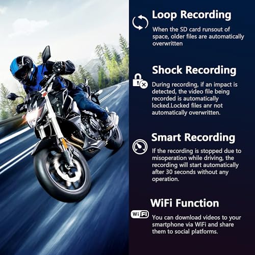 Fydun Cámara de salpicadero de motocicleta, 2 pulgadas, grab