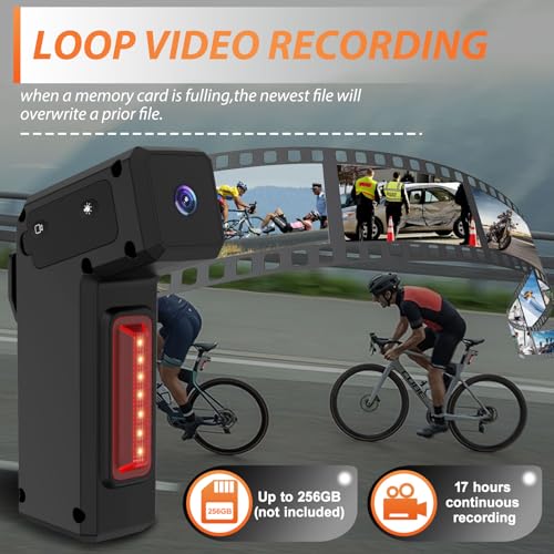 Cámara de bicicleta con luz trasera 1080P HD Cámara de acció