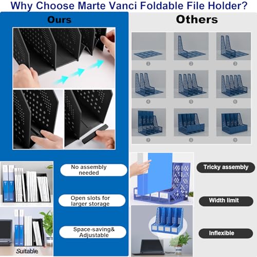 Marte Vanci Archivador plegable para revistas con 4 comparti