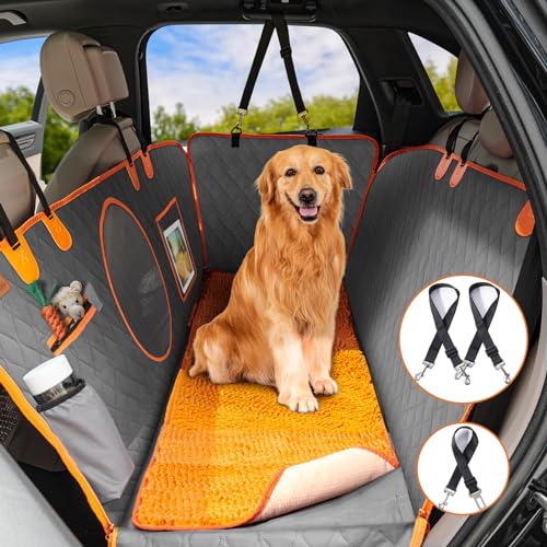 LOOBANI Dog Car Seat Cover with Chenille Snuff Mat, Waterpro