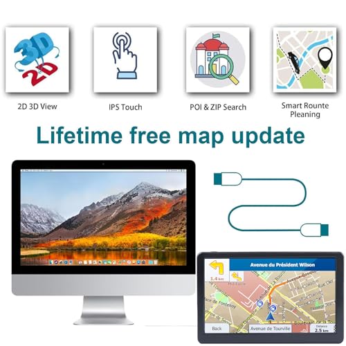 Navegador GPS para coche, camión, RV, pantalla táctil de 7 p