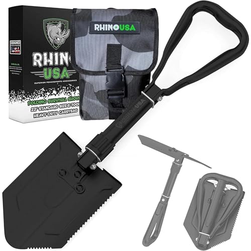 RHINO USA Pala de supervivencia plegable con púa: herramient