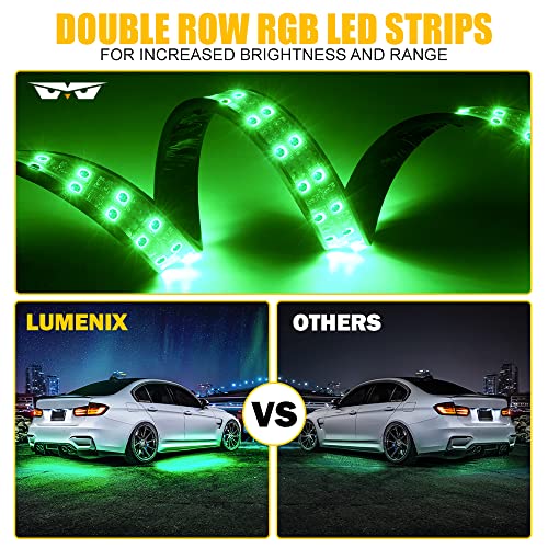 LUMENIX Kit de luces LED RGB de doble fila para automóvil, 4