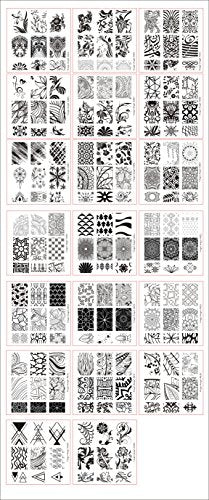 20 plantillas de estampado de uñas con diseño mixto+1 sello