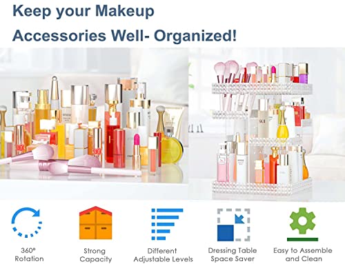 Organizador de maquillaje giratorio, vitrina de cosméticos d