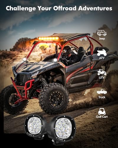 Auxbeam 6 modos de luces LED redondas de color ámbar blanco,