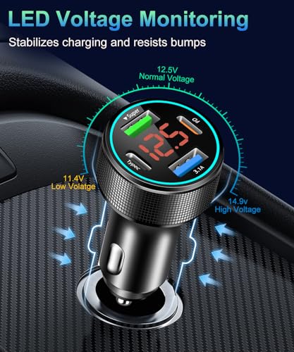 Cargador de coche USB C de 66 W, adaptador de cargador de co
