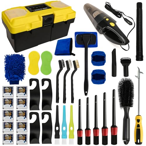 Kit de 37 piezas de detalles para automóvil, kit de limpieza