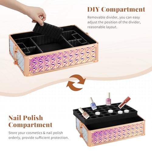 Estuche de maquillaje con ruedas 4 en 1 con cajones, carrito