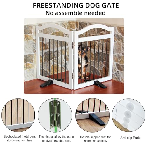 ZJSF Puerta plegable independiente para perros, puerta inter