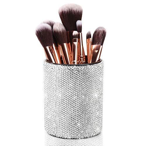 OTOSTAR Organizador de brochas de maquillaje de cristal bril