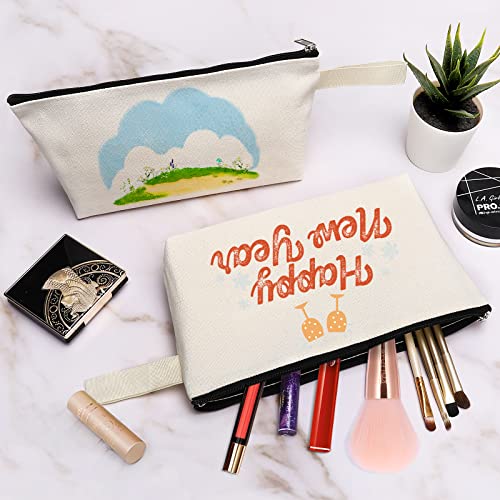 10 bolsas de maquillaje de lona de algodón con parte inferio