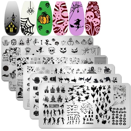 JERCLITY Kit de estampador de uñas de Halloween de 6 piezas,