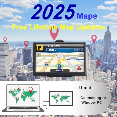 Navegador GPS para automóvil, mapa 2025 de 7 pulgadas con pa