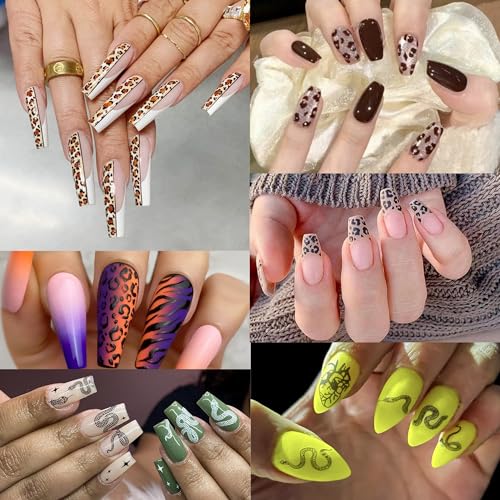 Plantillas de estampado de uñas de serpiente de leopardo par