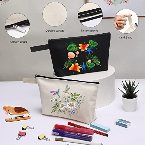 10 bolsas de maquillaje de lona de algodón con parte inferio