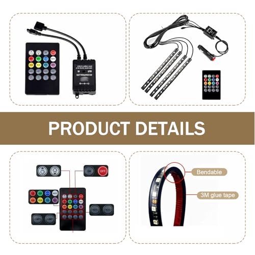 Kit de 4 luces LED para interior de automóvil y tiras de luc