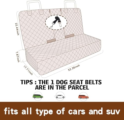Funda de asiento de coche para perro para asiento trasero, 1