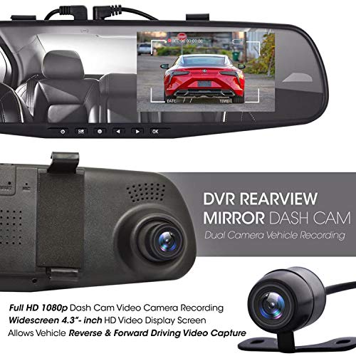 Pyle Espejo retrovisor de cámara para salpicadero, monitor D