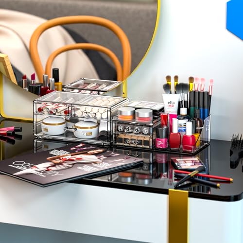 Cq acrylic Organizadores de maquillaje transparentes y almac