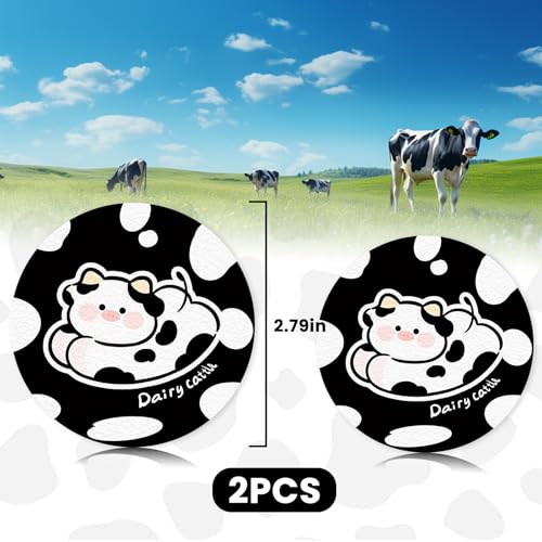 2PCS Cow Car Cup Holder Coaster, Universal Cute Cattle Non-S