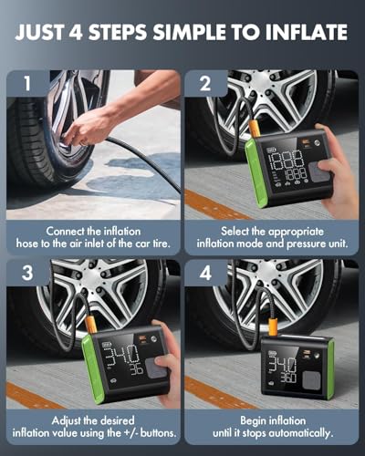 Anykit Inflador de neumáticos, compresor de aire portátil, b